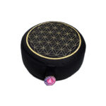 Cuscino Meditazione 'Fiore della Vita' Nero/Oro