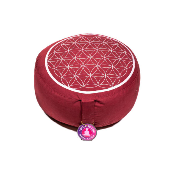 Cuscino Meditazione 'Fiore della Vita' Rosso/Argento