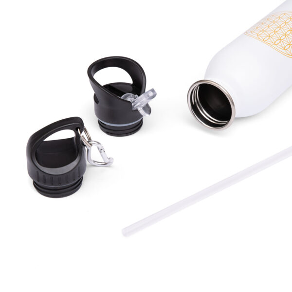 BHODI Borraccia acciaio inossidabile 'Fiore della Vita' (Bianco) 700ML