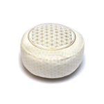 Cuscino Meditazione 'Fiore della Vita' Bianco/Oro (Ø 33CM)