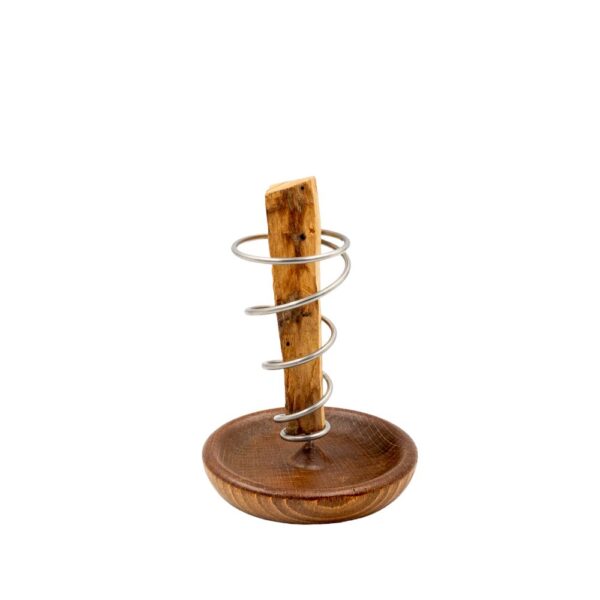 Sostegno Spirale Palo Santo e Smudge in Acciaio con Base in Legno Marrone - immagine 2