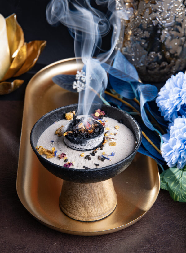 Bruciatore Calice in Ferro e Legno per resine - immagine 2