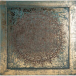 QUADRO 'MANDALA ENERGY' VERDE E ORO MDF(40x40 CM)